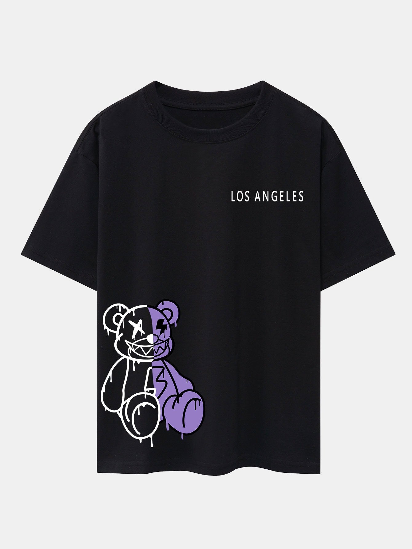 Los Angeles Dissolving Bear Print Drop Shoulder Oversize T-Shirt