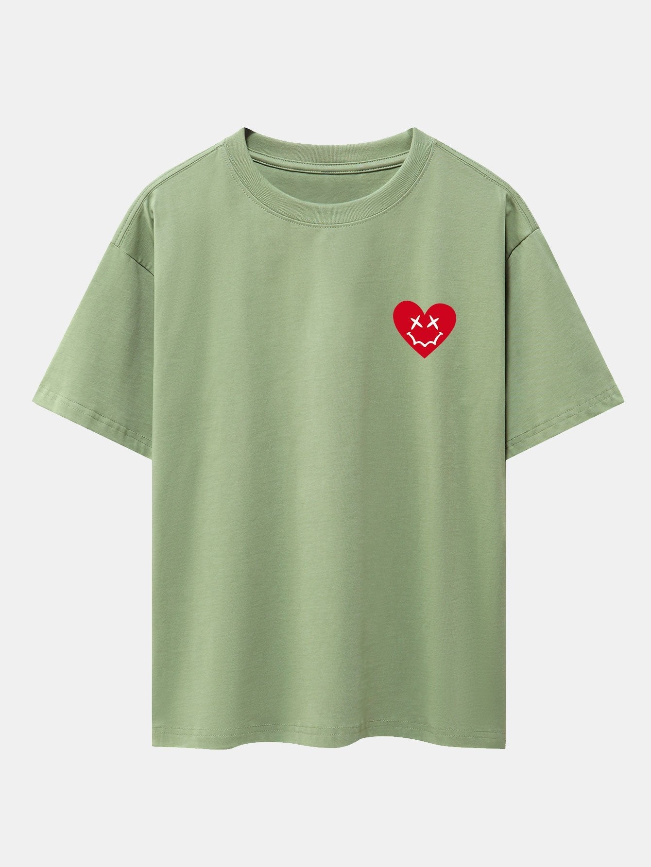 Smiley Heart Print Drop Shoulder Oversize T-Shirt