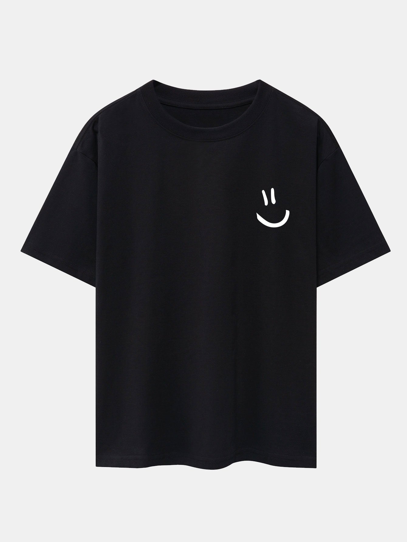 Smiley Face Print Drop Shoulder Oversize T-Shirt