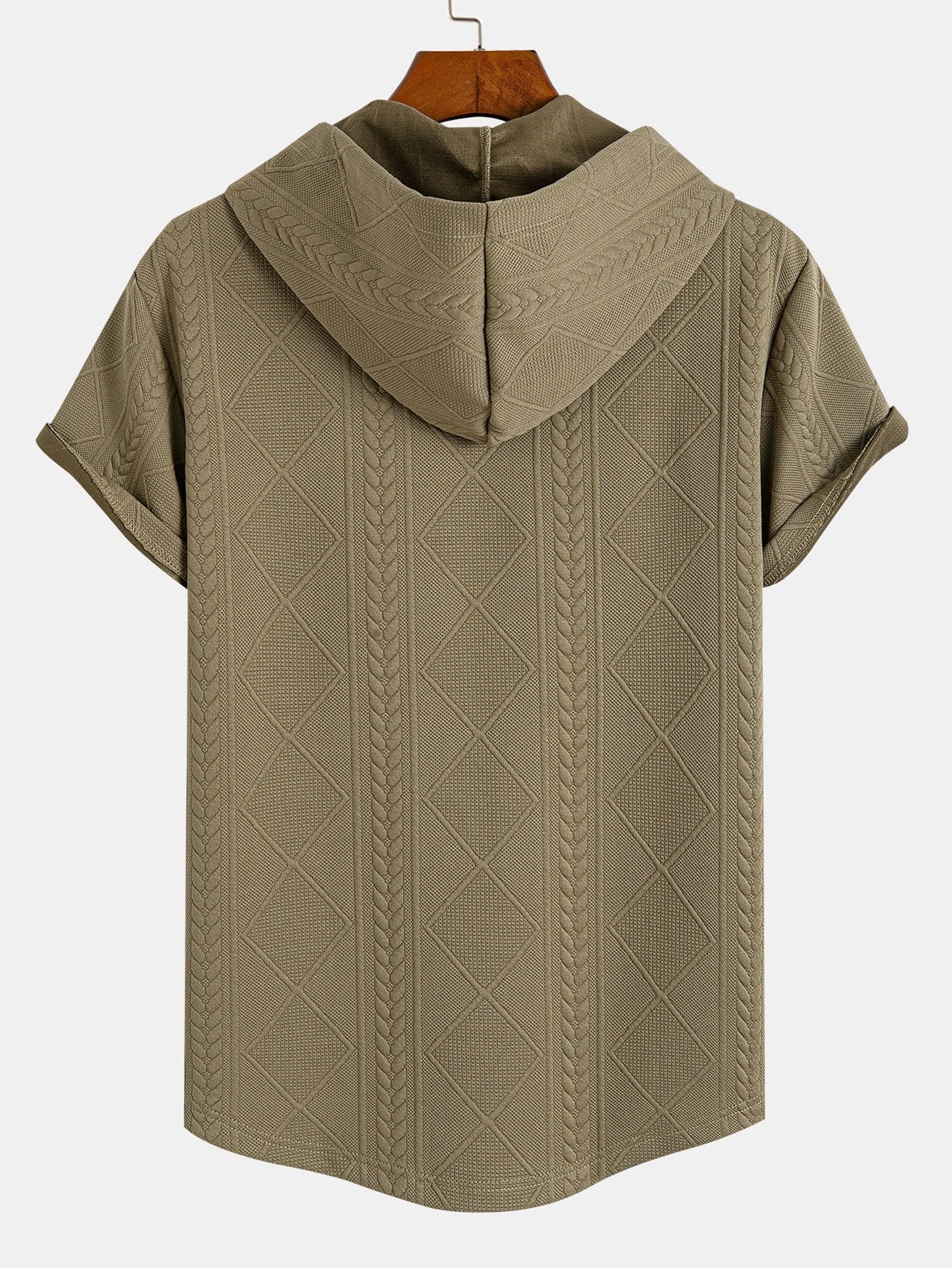 Geometry Jacquard Hooded Arc Hem T-Shirt