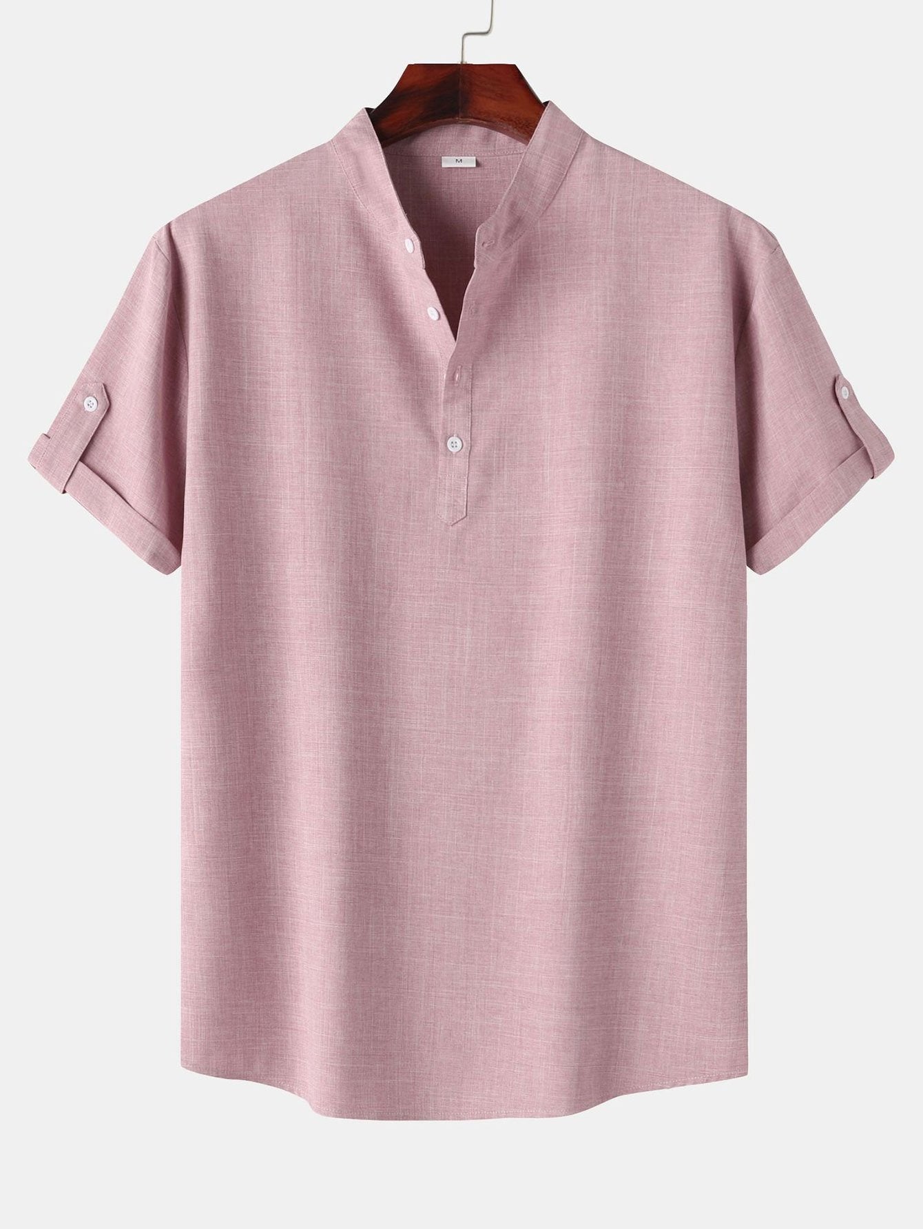 Chemise Henley à manches courtes aspect lin