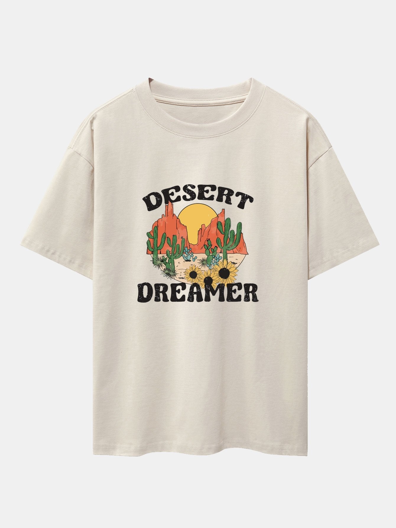 Vintage Desert Cactus Print Heavy Weight Oversize T-Shirt