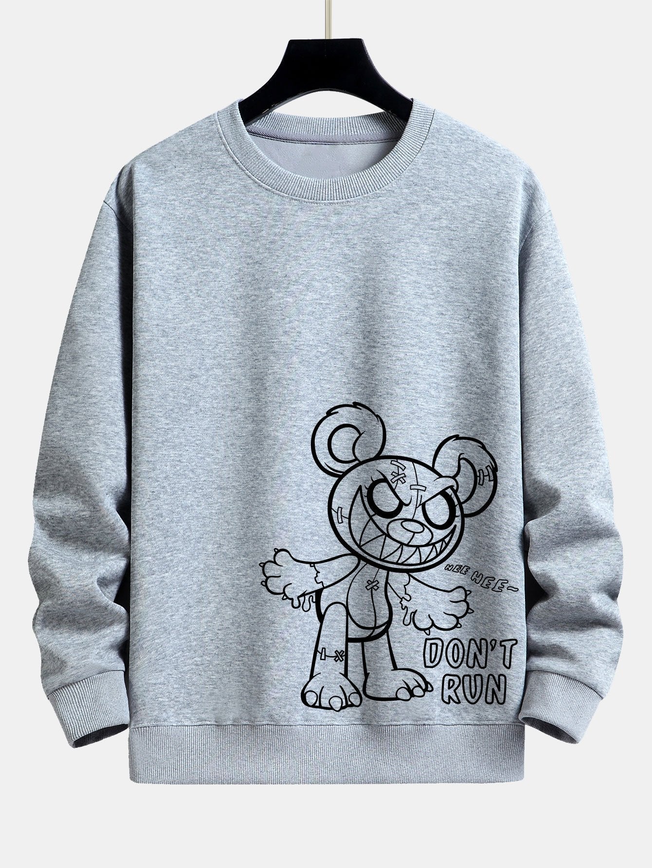 Sweat-shirt coupe décontractée à imprimé ours de dessin animé et slogan