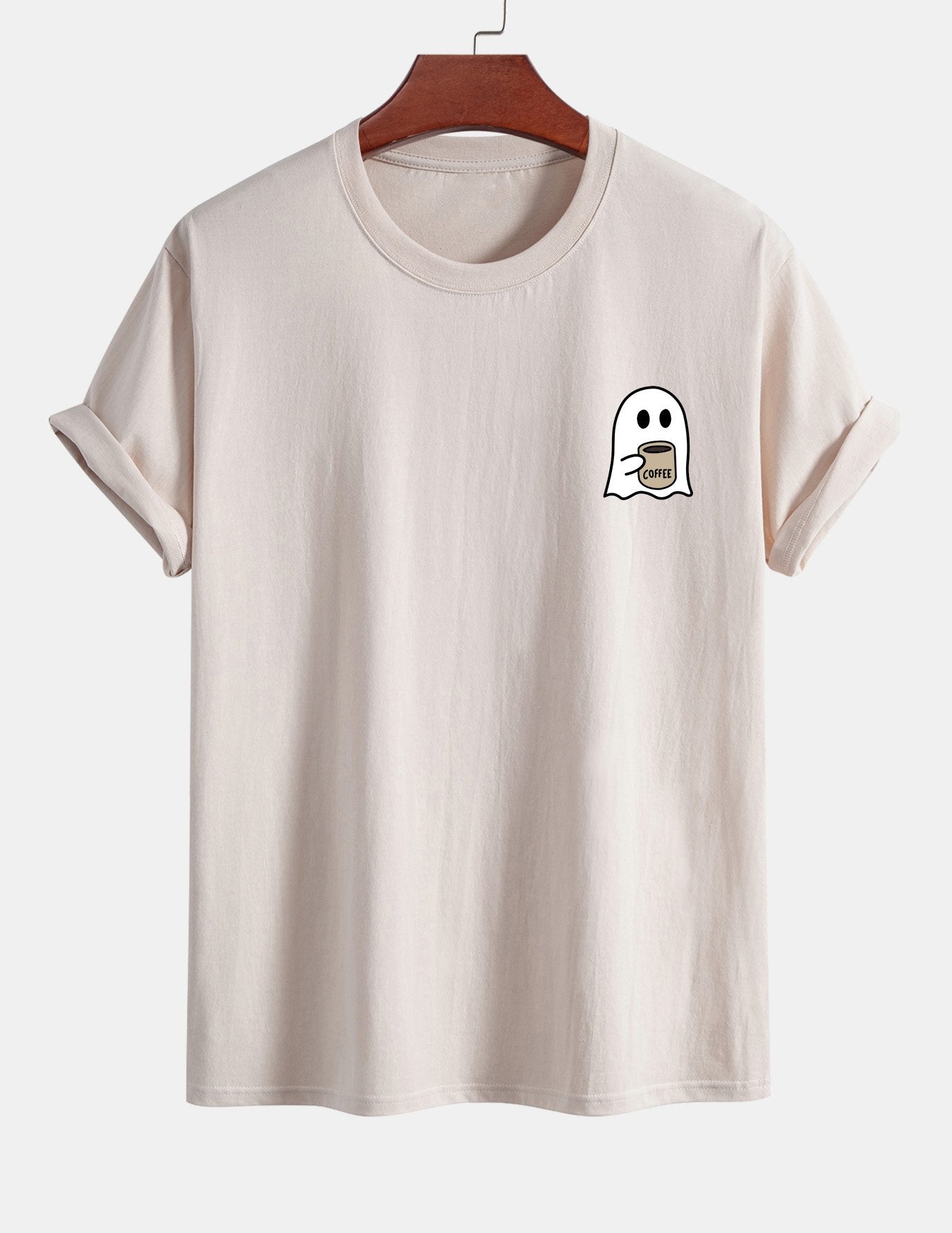 T-shirt en coton imprimé Ghost Drinking Coffee, coupe classique