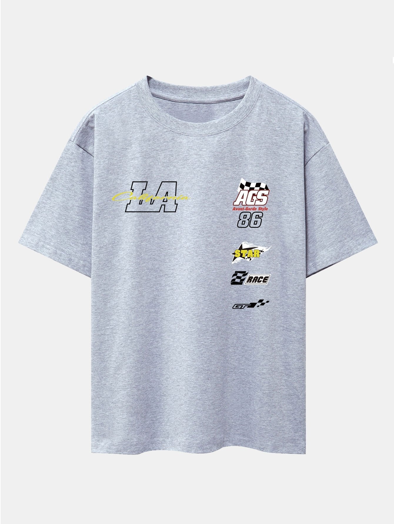 LA Racing Slogan Print Drop Shoulder Oversize T-Shirt