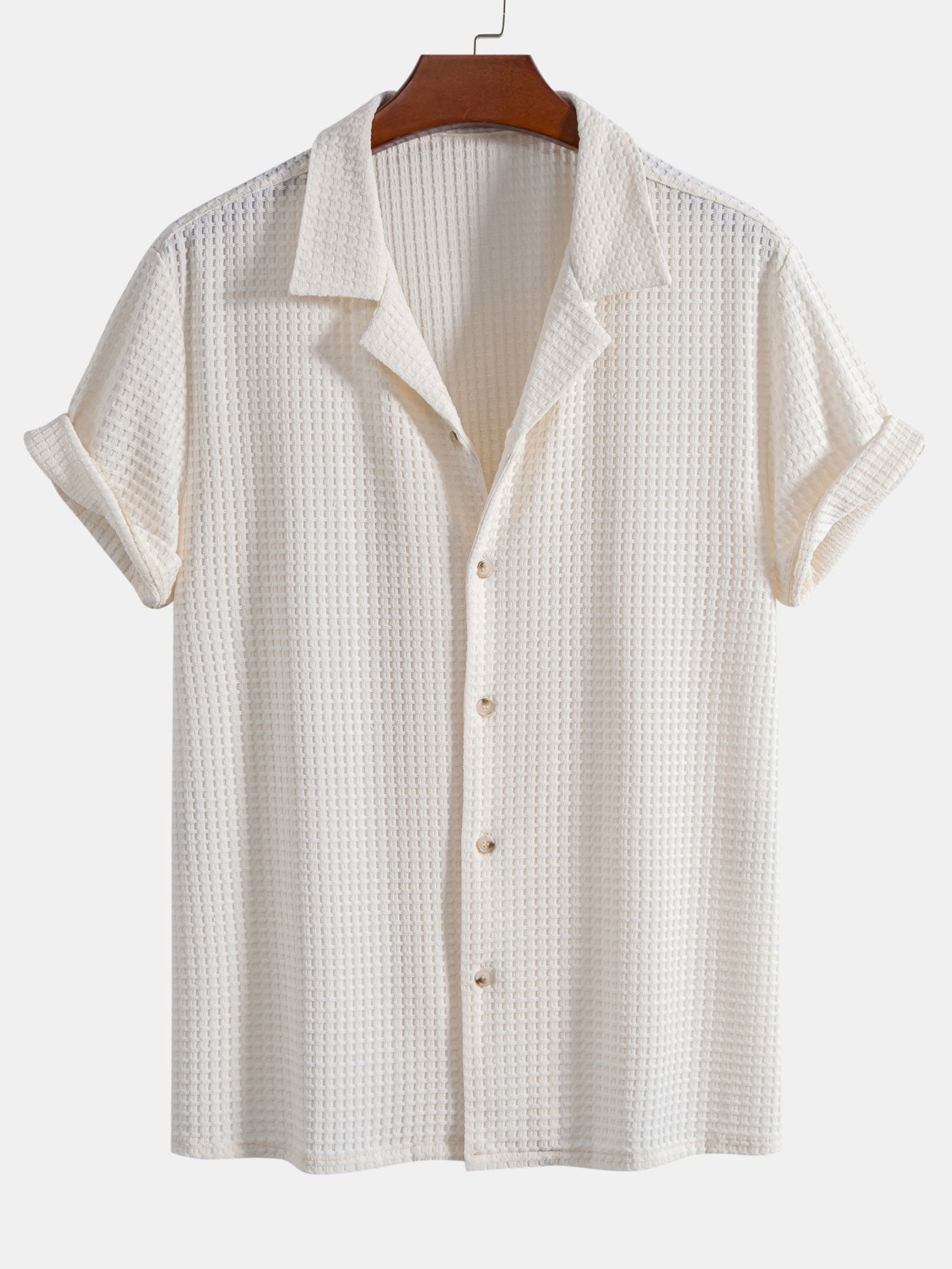 Short Sleeve Waffle Cuban Shirt