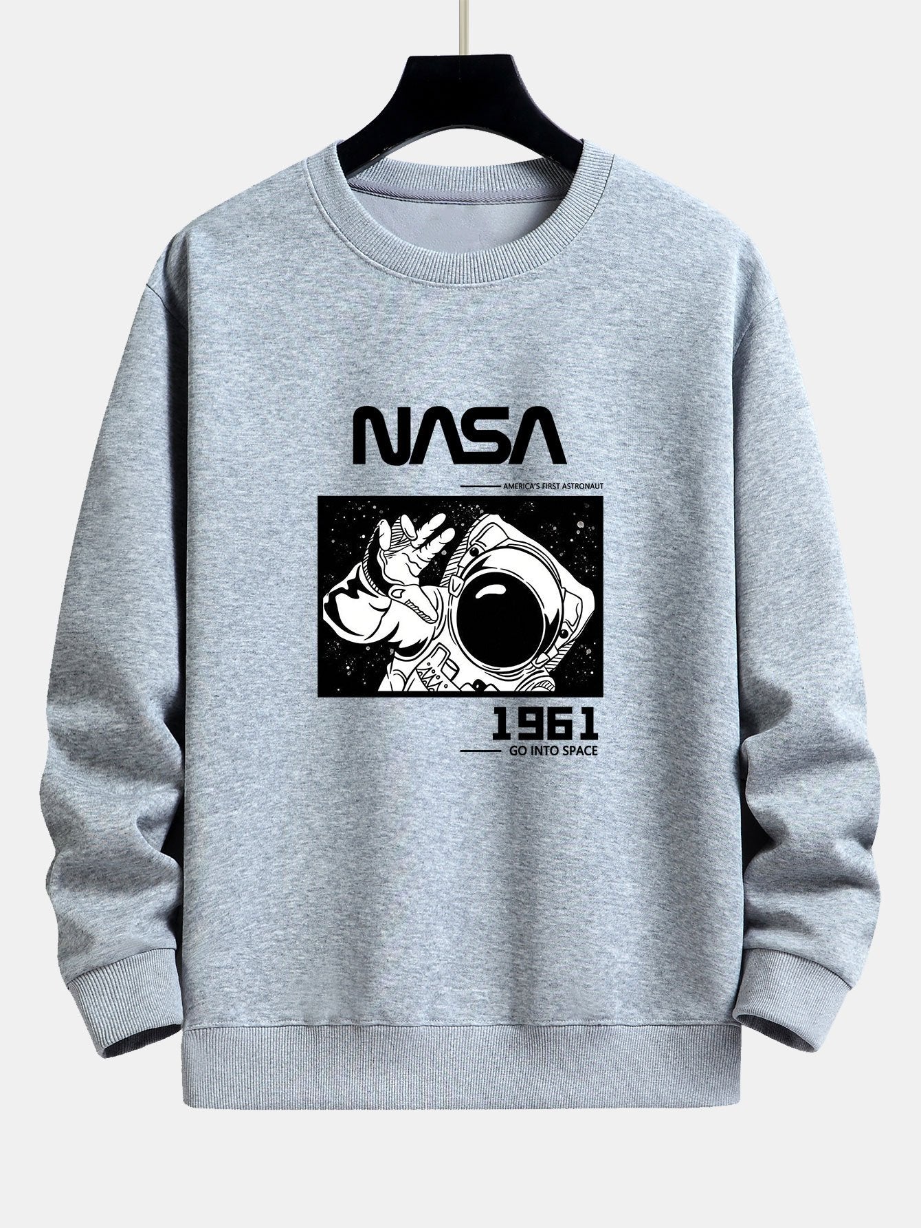 Sweat-shirt décontracté à imprimé slogan astronaute de la NASA