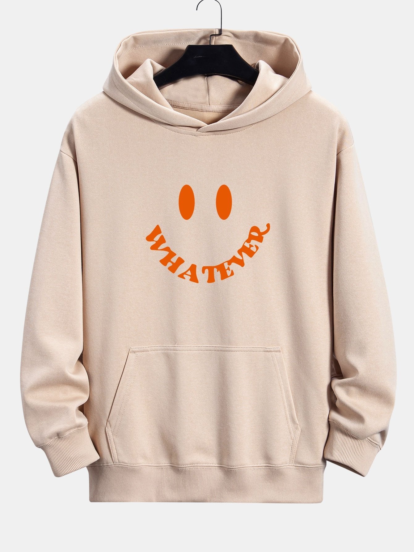 Sweat à capuche coupe décontractée à imprimé smiley et slogan