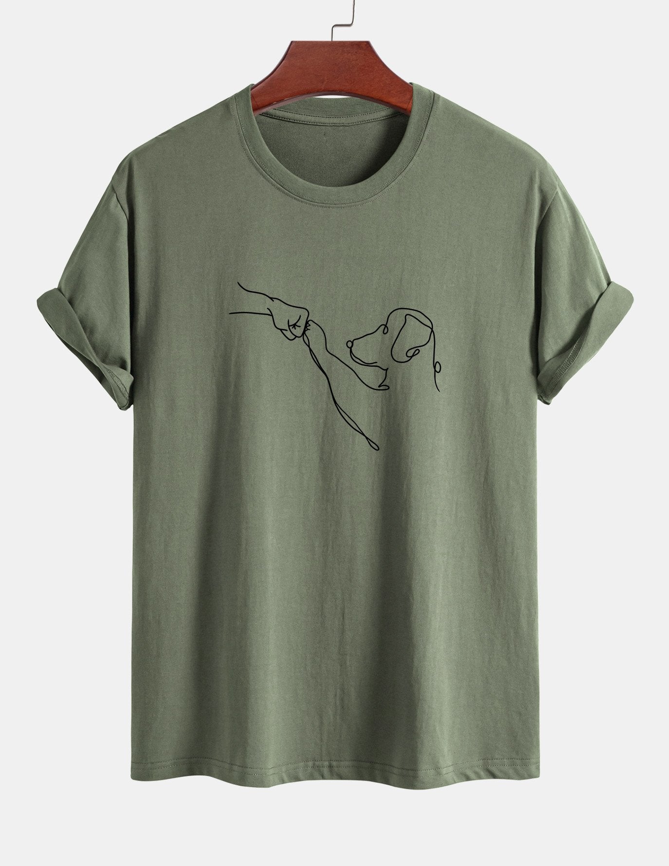 T-shirt en coton imprimé dessin au trait coupe classique