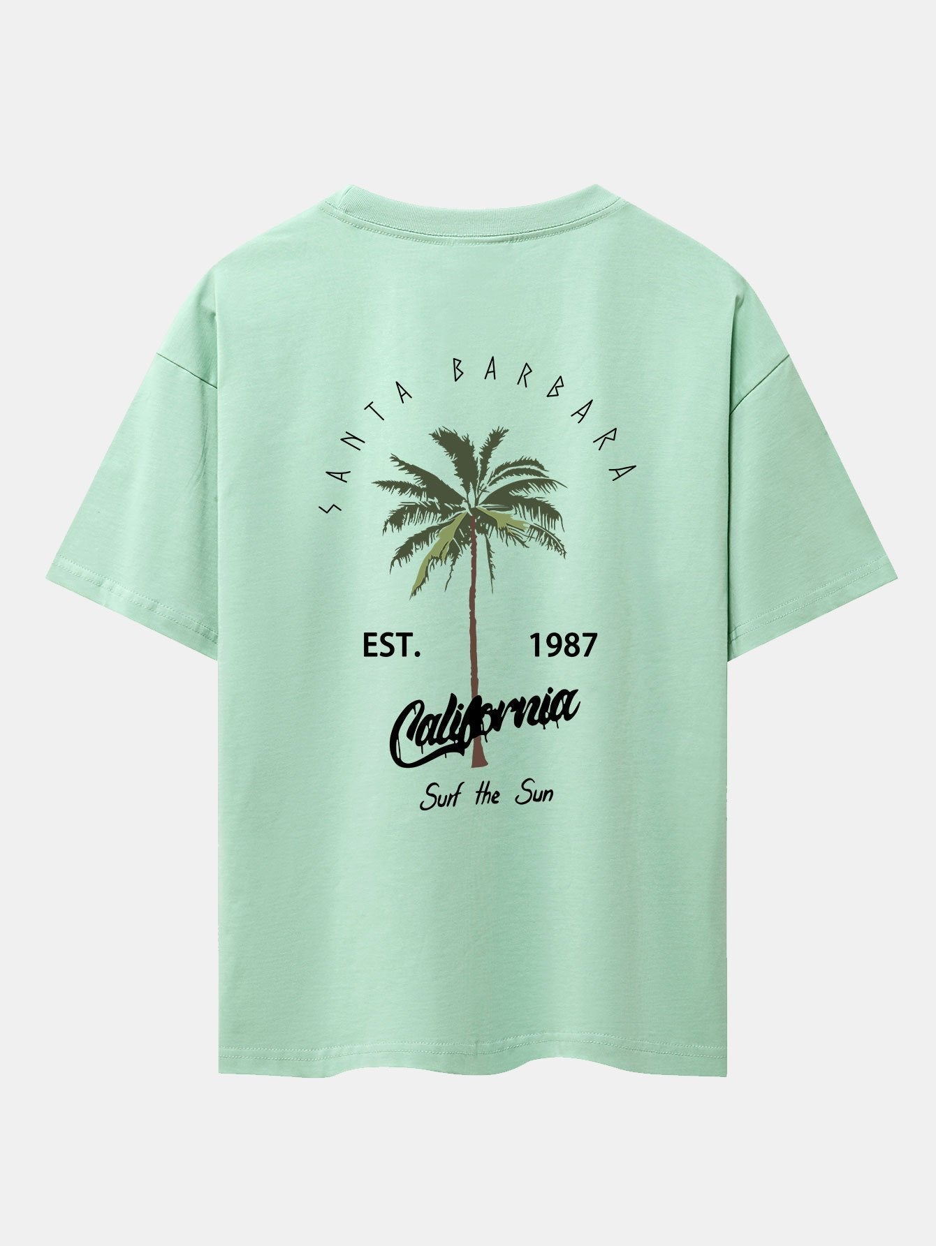 California Palm Tree Print Drop Shoulder Oversize T-Shirt