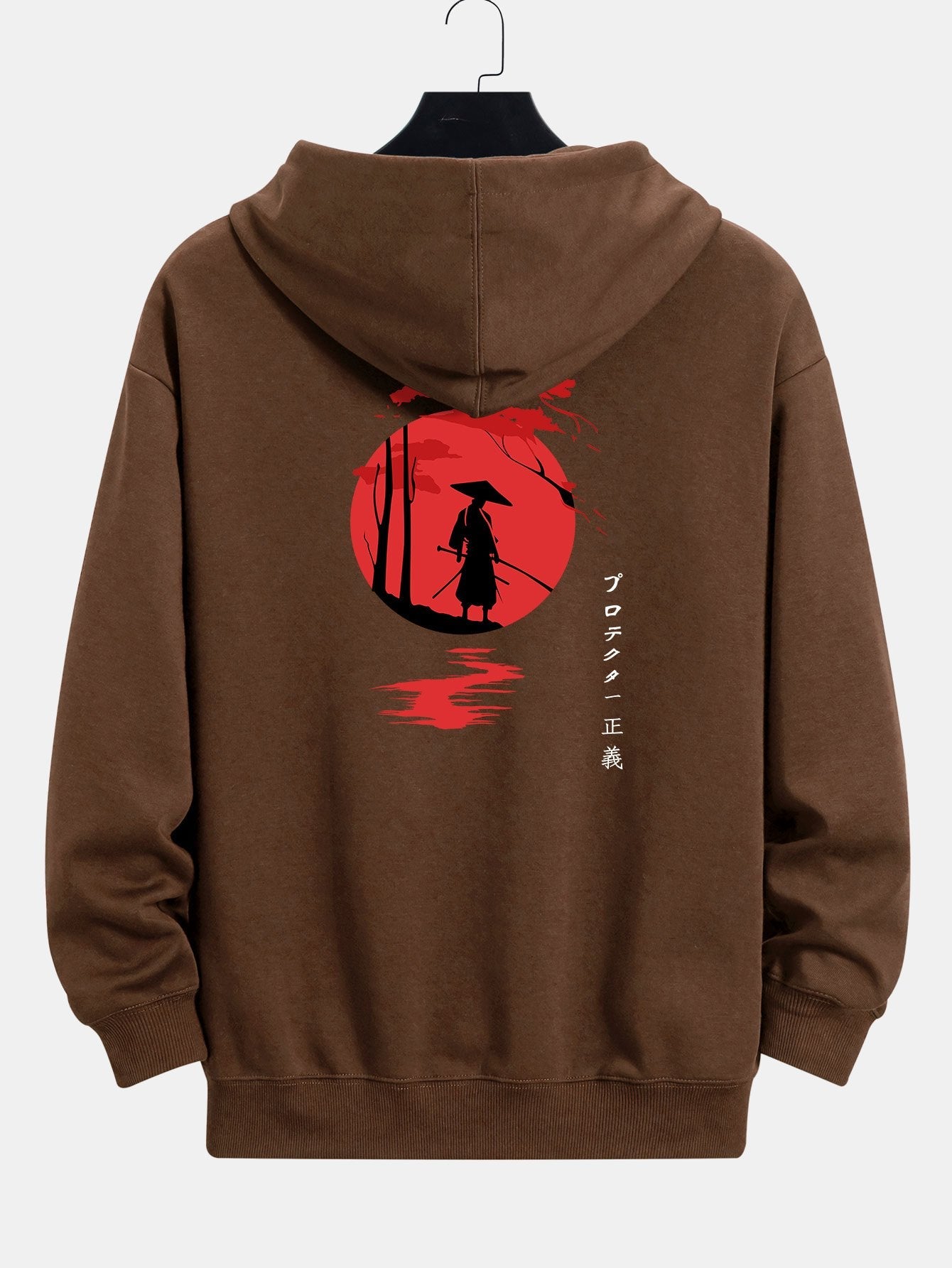 Sweat à capuche coupe décontractée avec slogan Samurai imprimé au dos