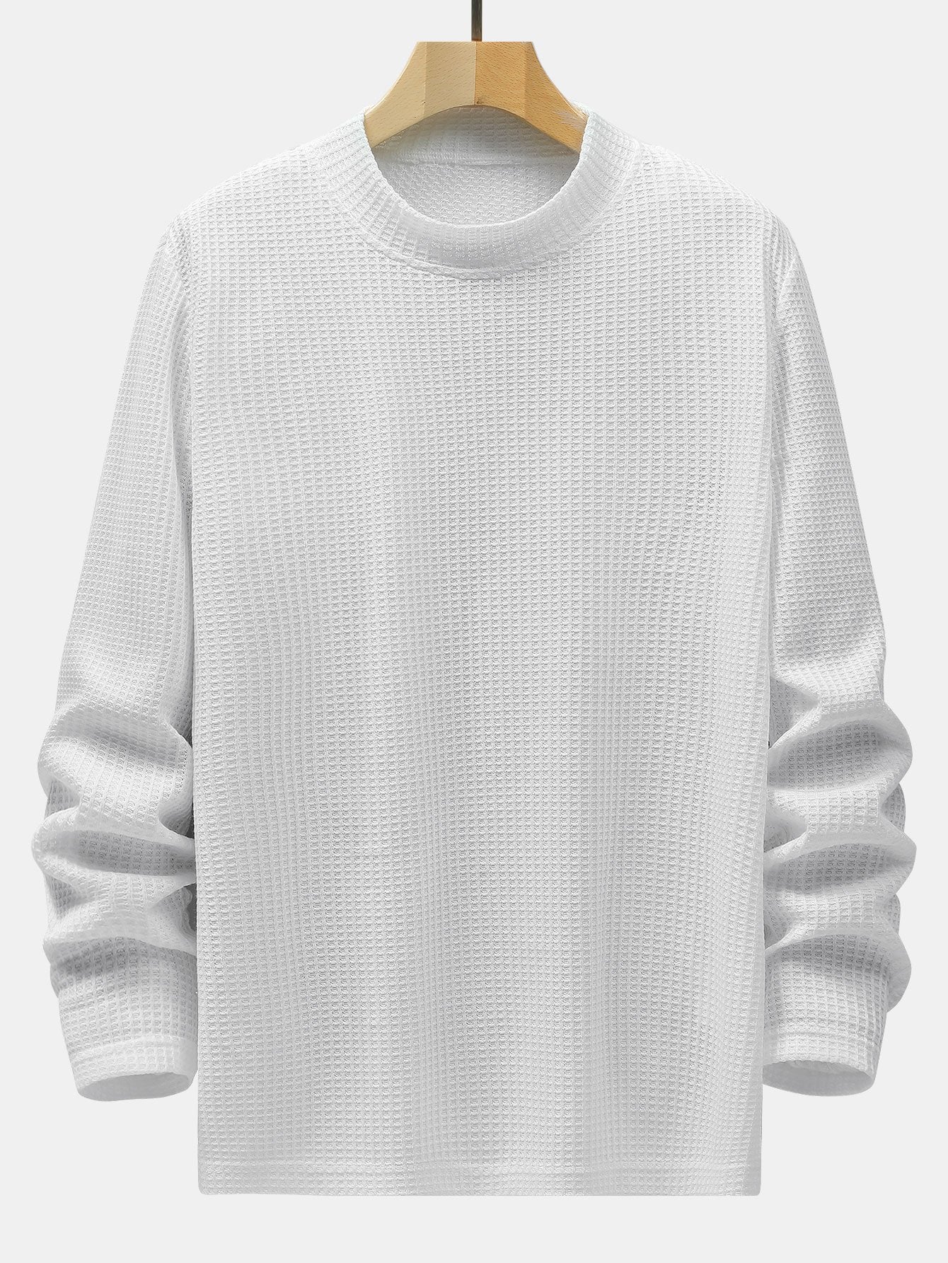 Long Sleeve Knitted Waffle Mock Neck T-Shirt