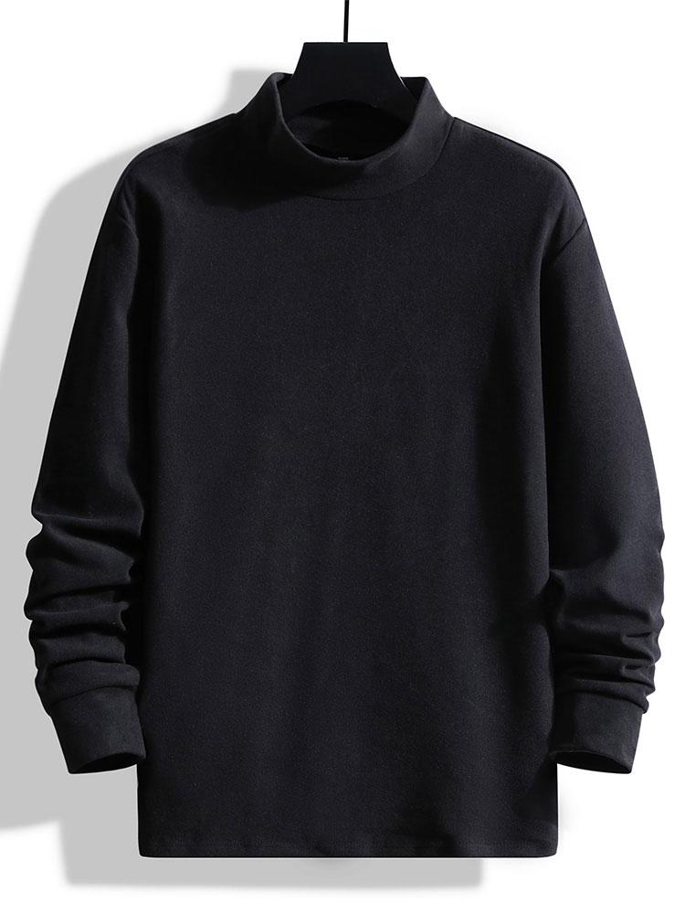 Fleece Long Sleeve Mock Neck T-Shirt