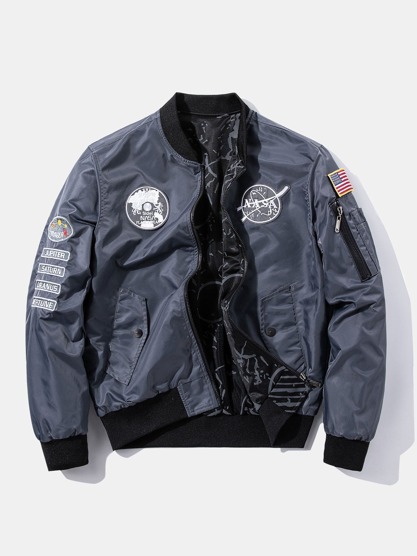 Blouson aviateur réversible à patch brodé de la NASA