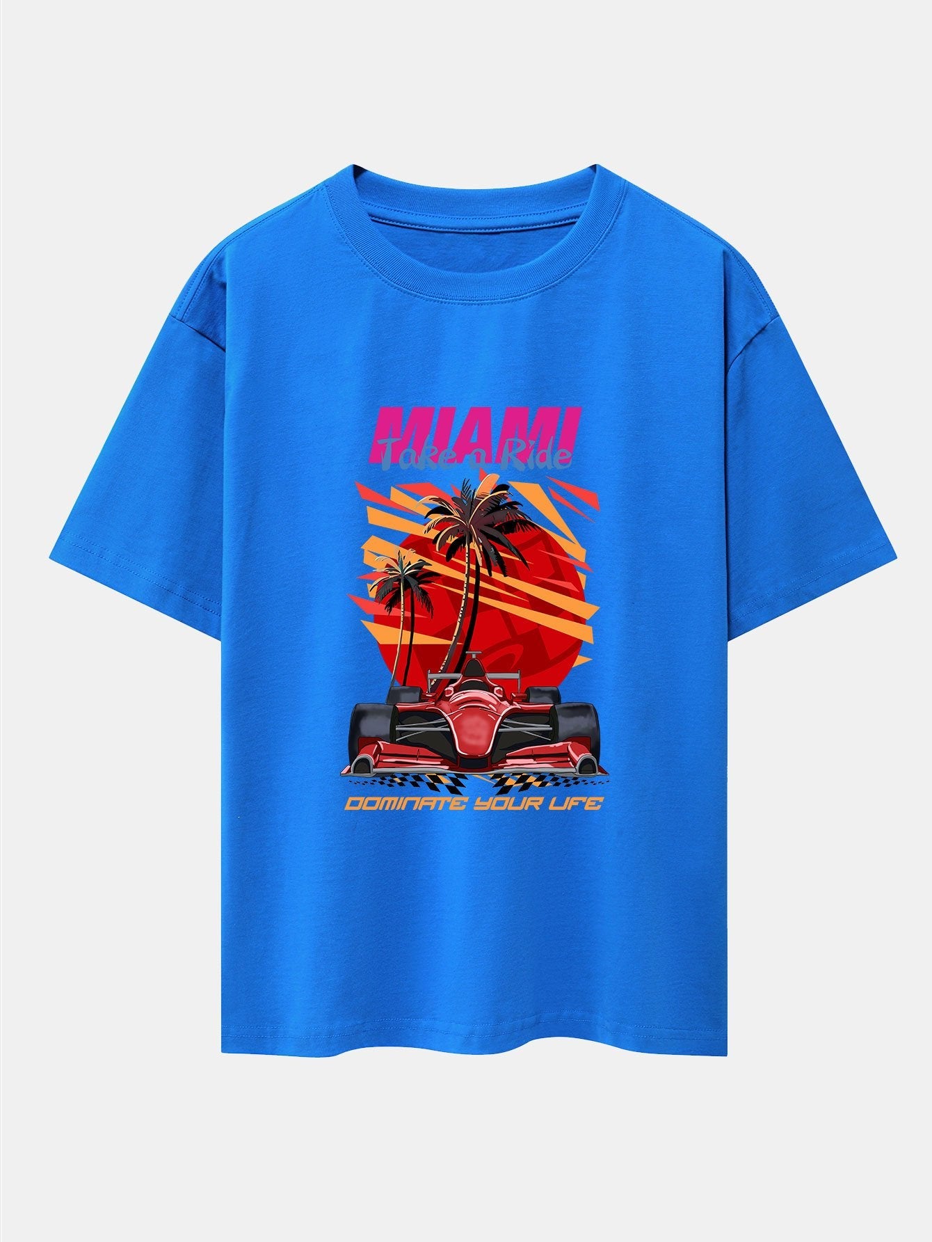 Miami F1 Racing Print Drop Shoulder Oversize T-Shirt