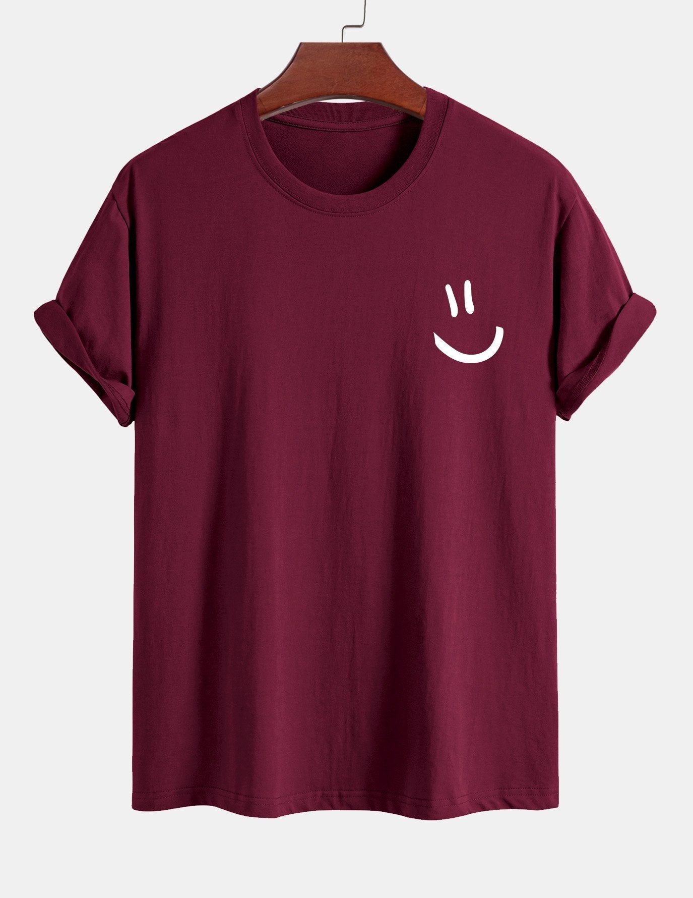 Regular Fit Smiley Face Print Cotton T-Shirt