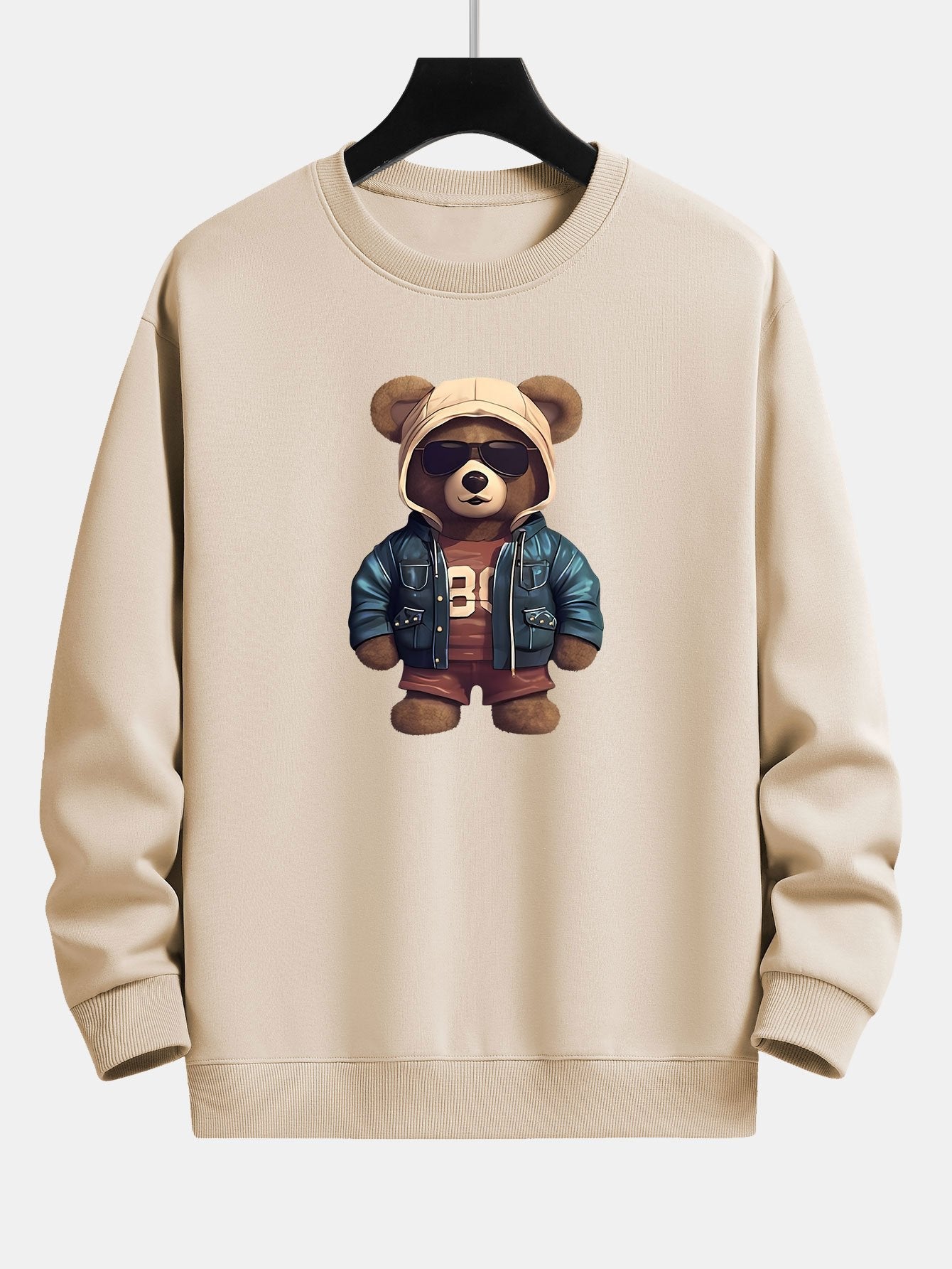 Bear In Leather Jacket Print Relax Fit Sweatshirt