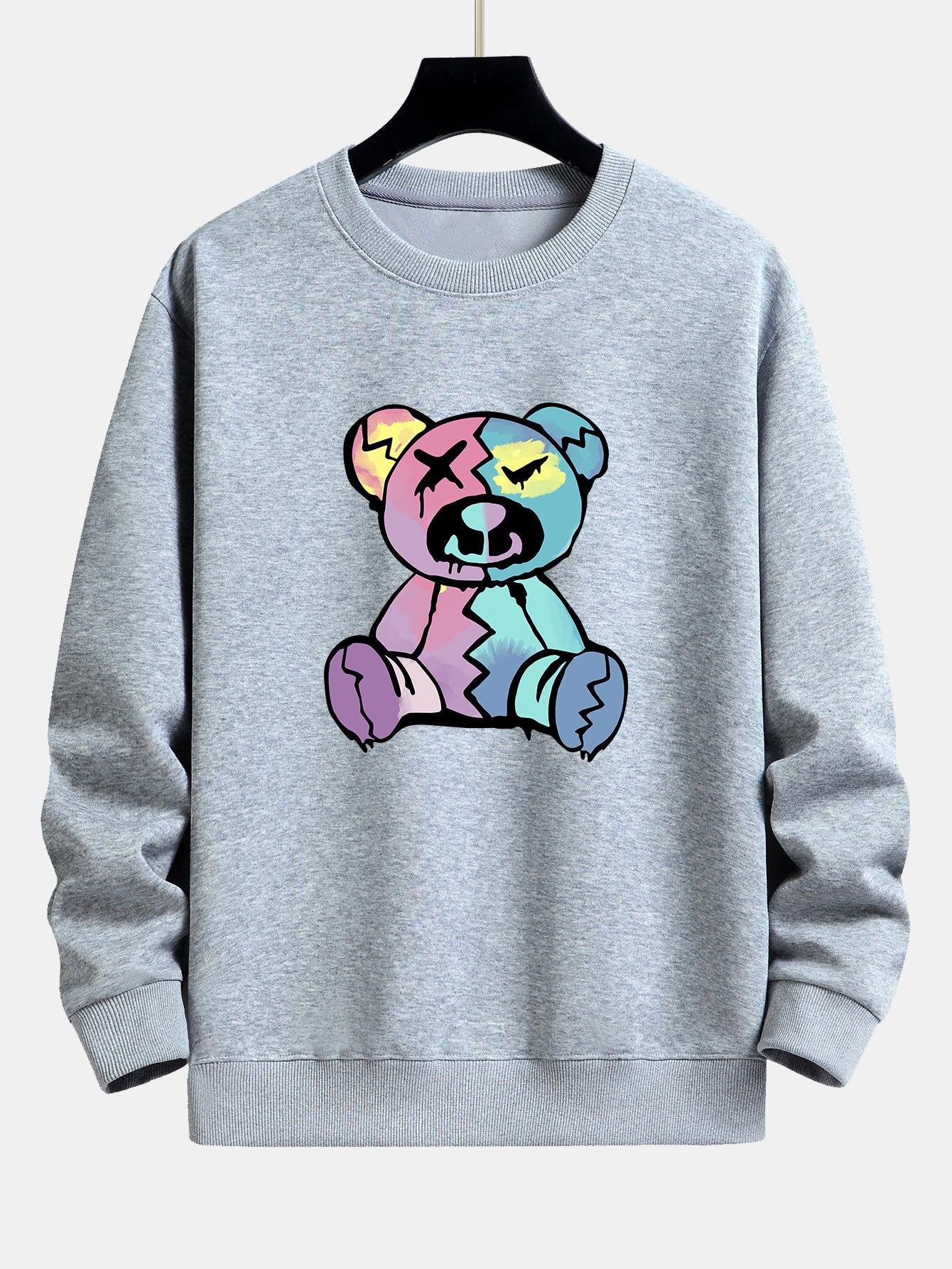 Sweat-shirt coupe décontractée à imprimé ours coloré