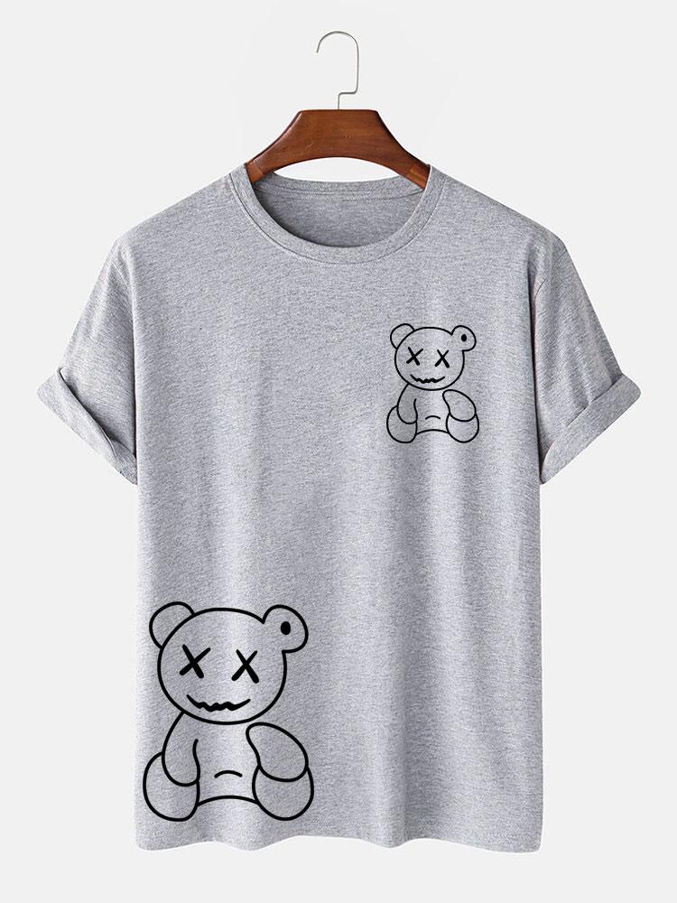 Line Shaped Bear Print T-Shirt