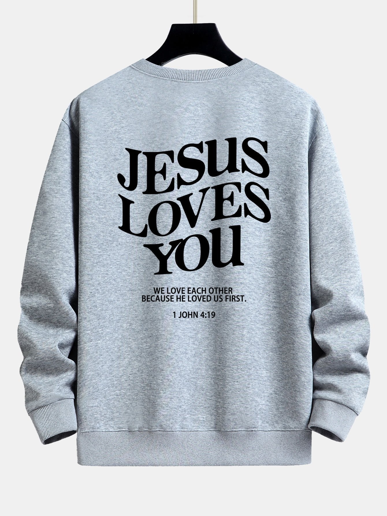 Sweat-shirt coupe décontractée à imprimé Jesus Loves You Back