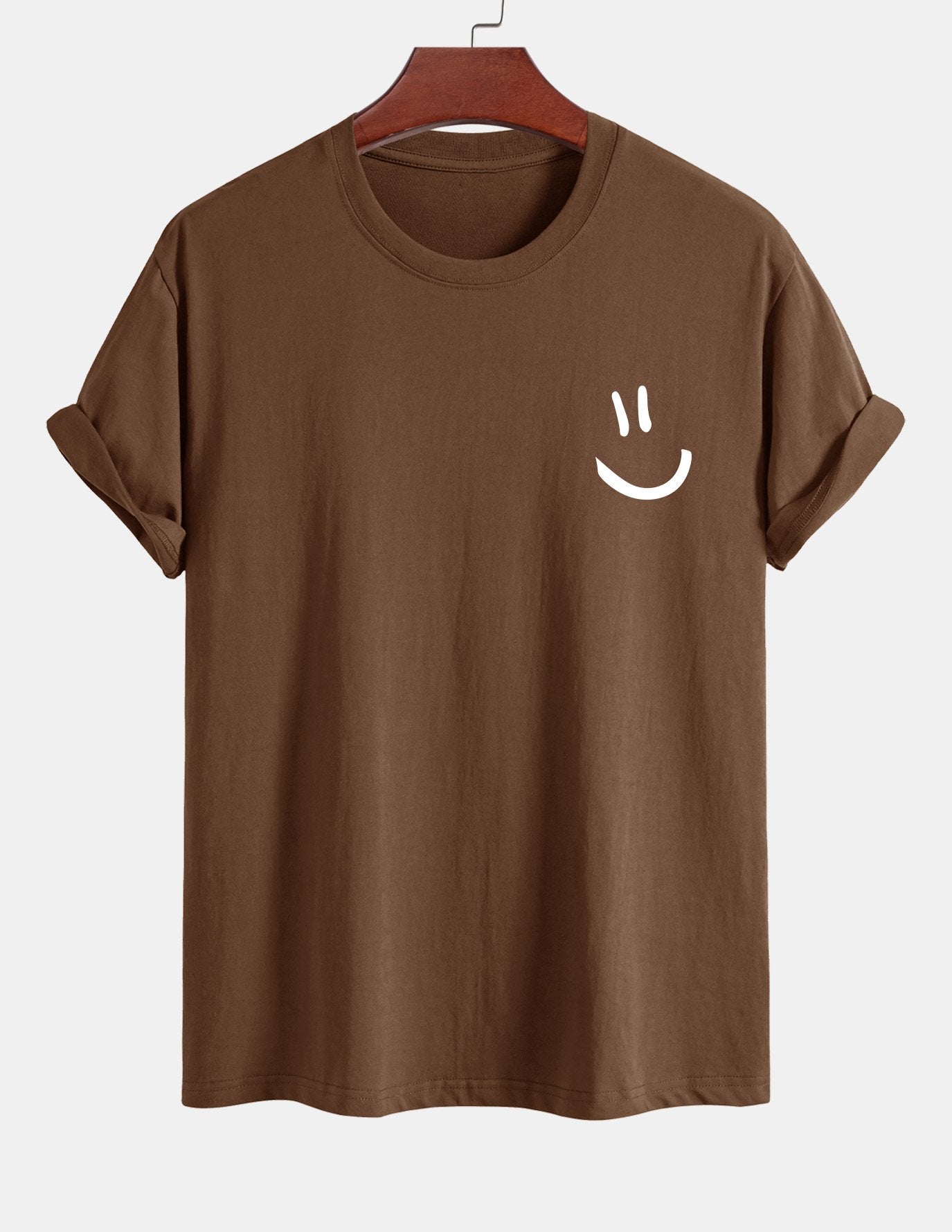 Regular Fit Smiley Face Print Cotton T-Shirt