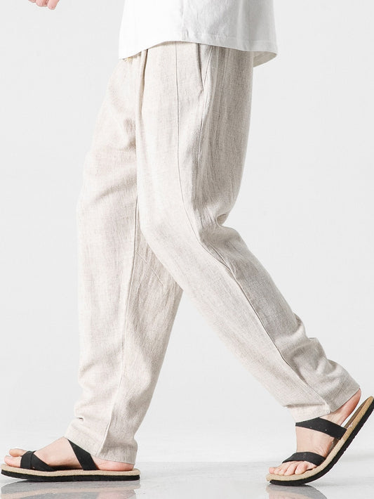 Relax Fit Linen And Cotton Blend Harem Pants