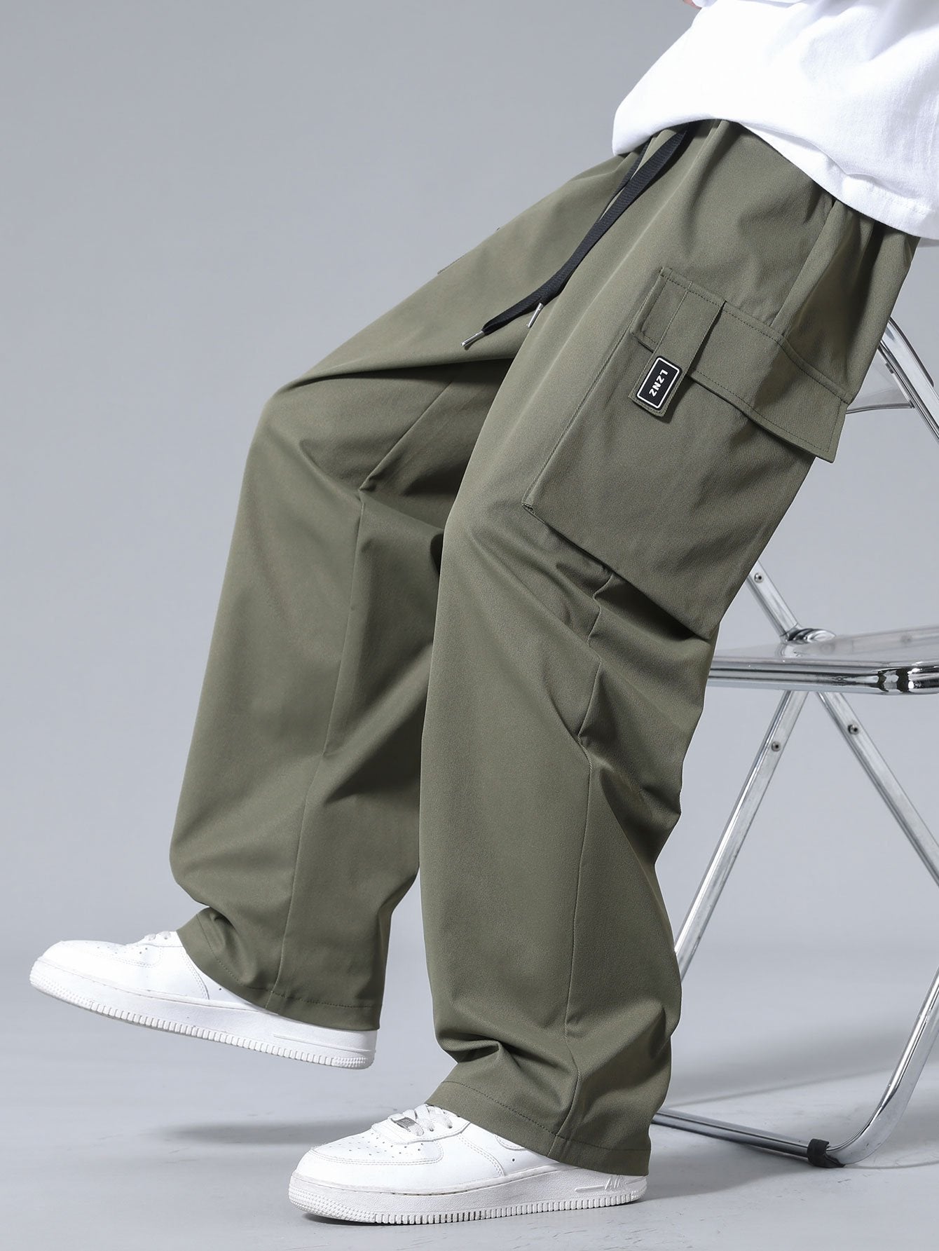 Pantalon cargo à cordon de serrage