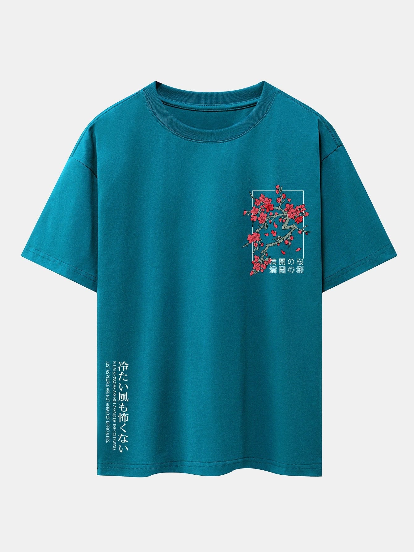 Cherry Blossom Slogan Print Drop Shoulder Oversize T-Shirt