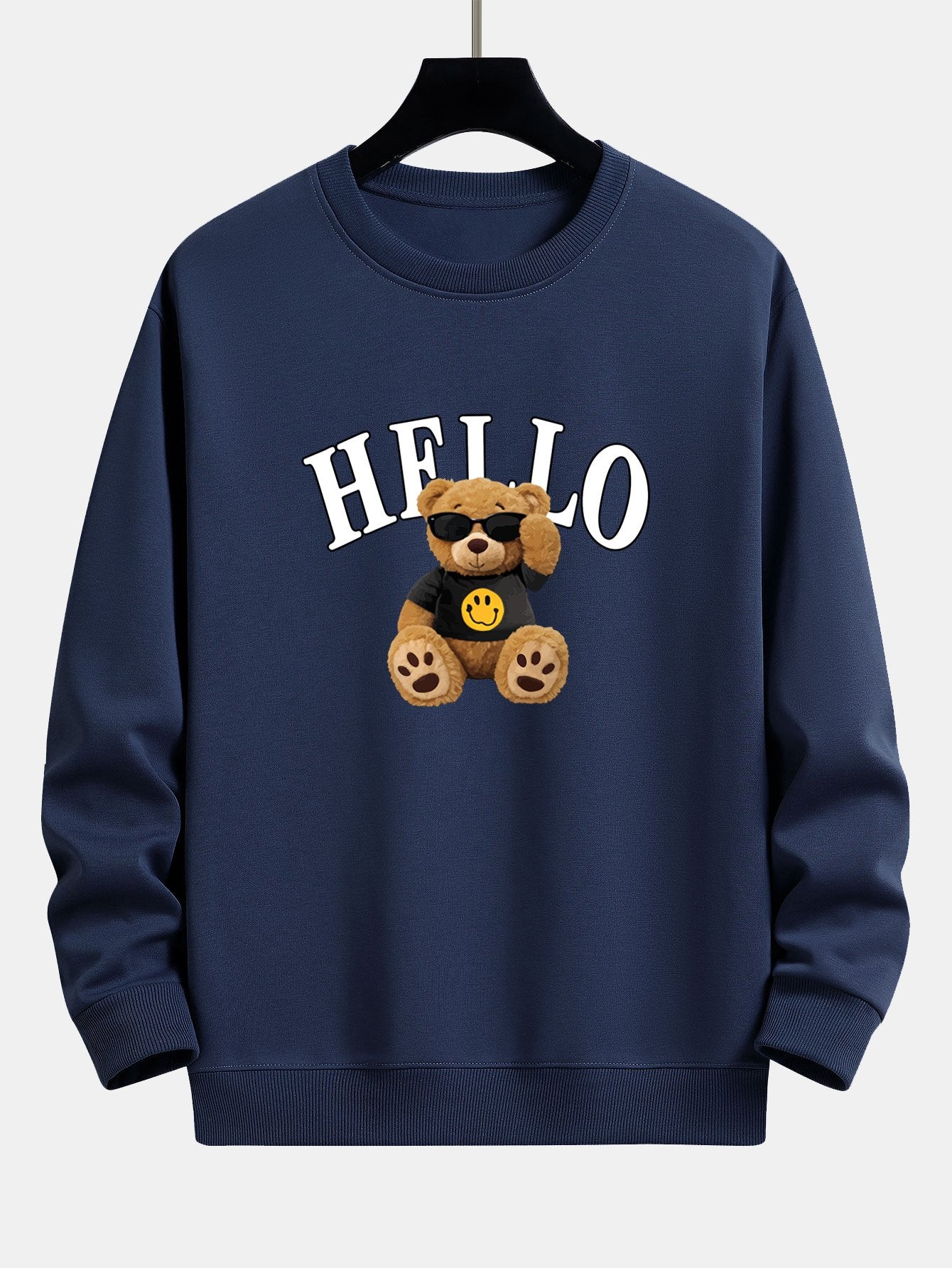 Hello Sunglasses - Sweat-shirt coupe décontractée à imprimé ours