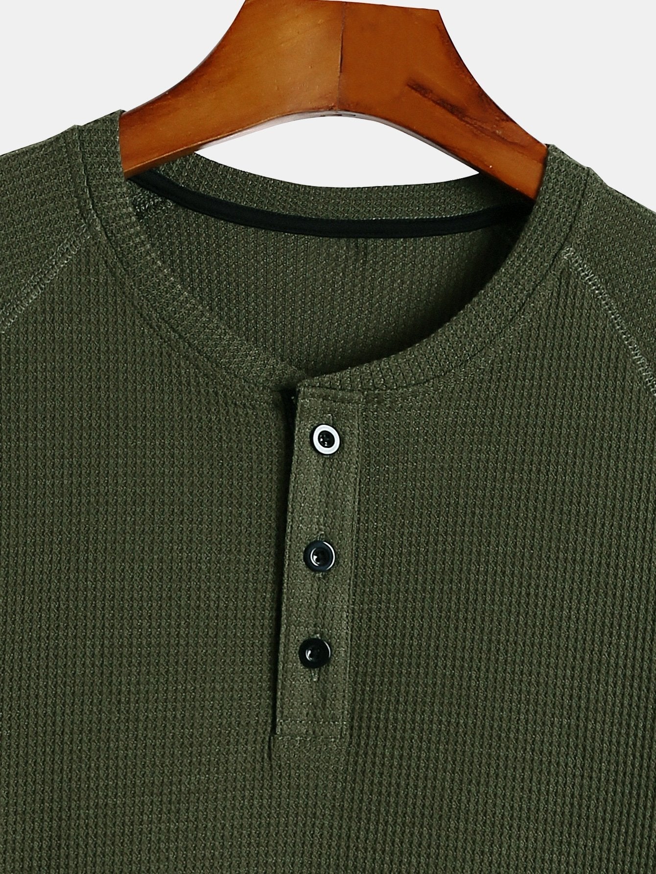 Chemise Henley gaufrée 3 pièces à manches longues et ourlet en arc