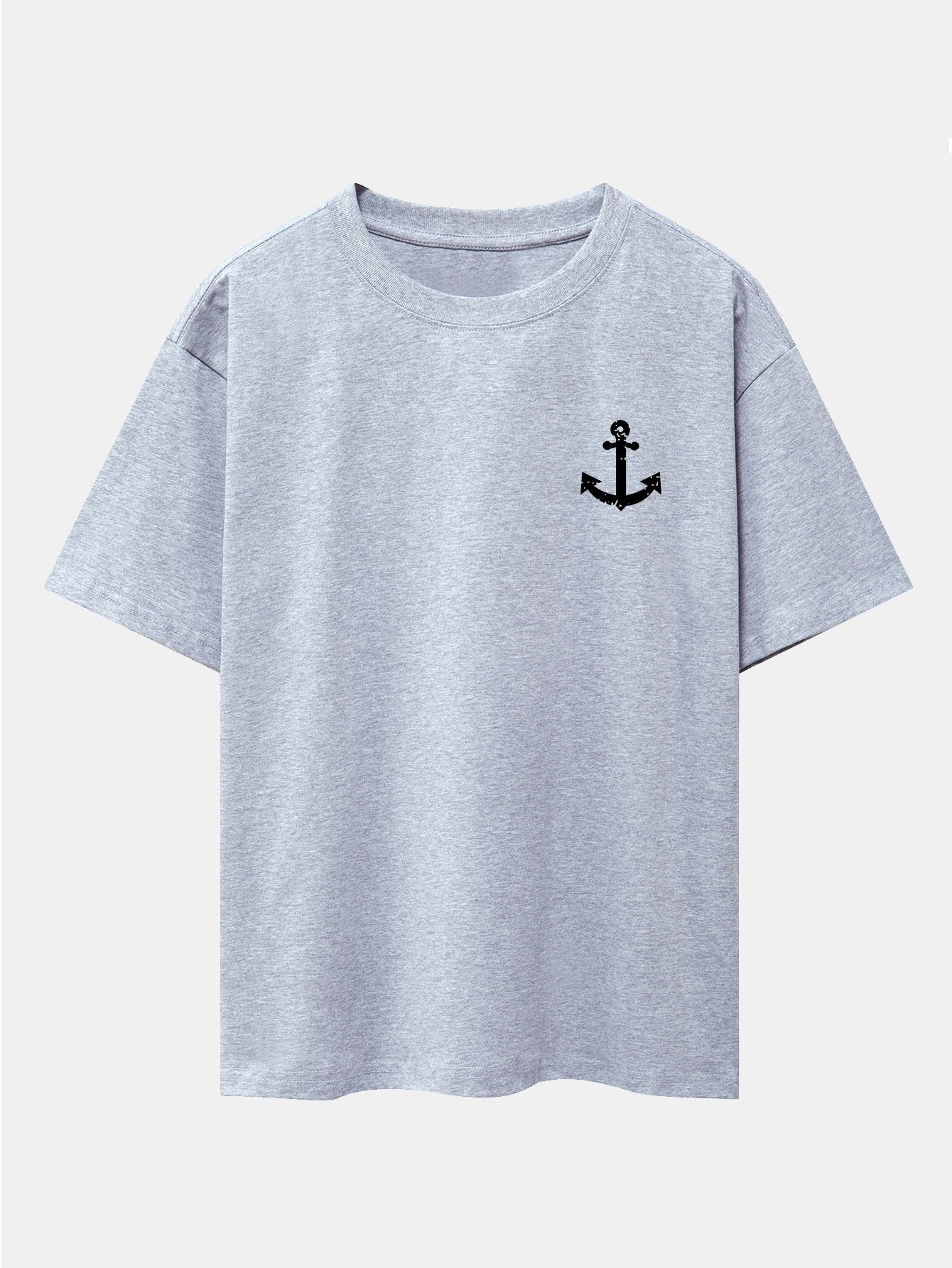 Anchor Print Drop Shoulder Oversize T-Shirt