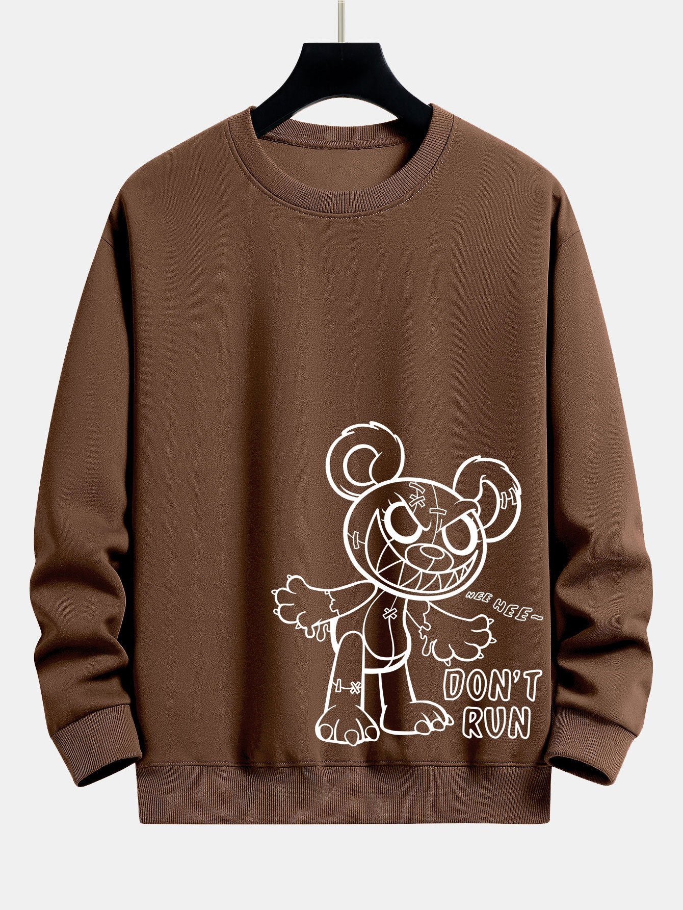 Sweat-shirt coupe décontractée à imprimé ours de dessin animé et slogan