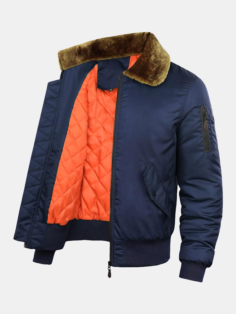 Quilted Lined Bomber Jacket With Faux Fur Collar