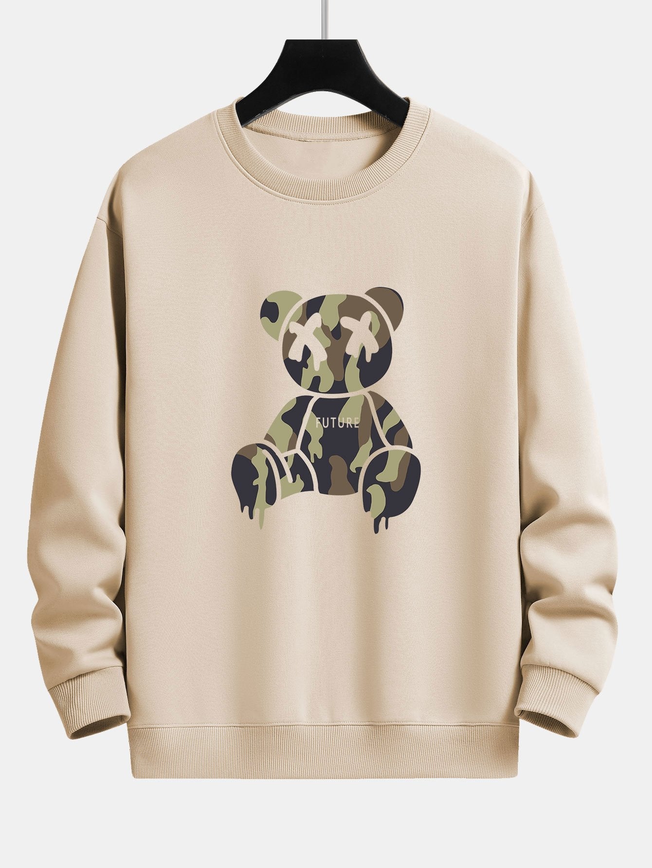 Camouflage Dissolving Bear Print Relax Fit Sweatshirt