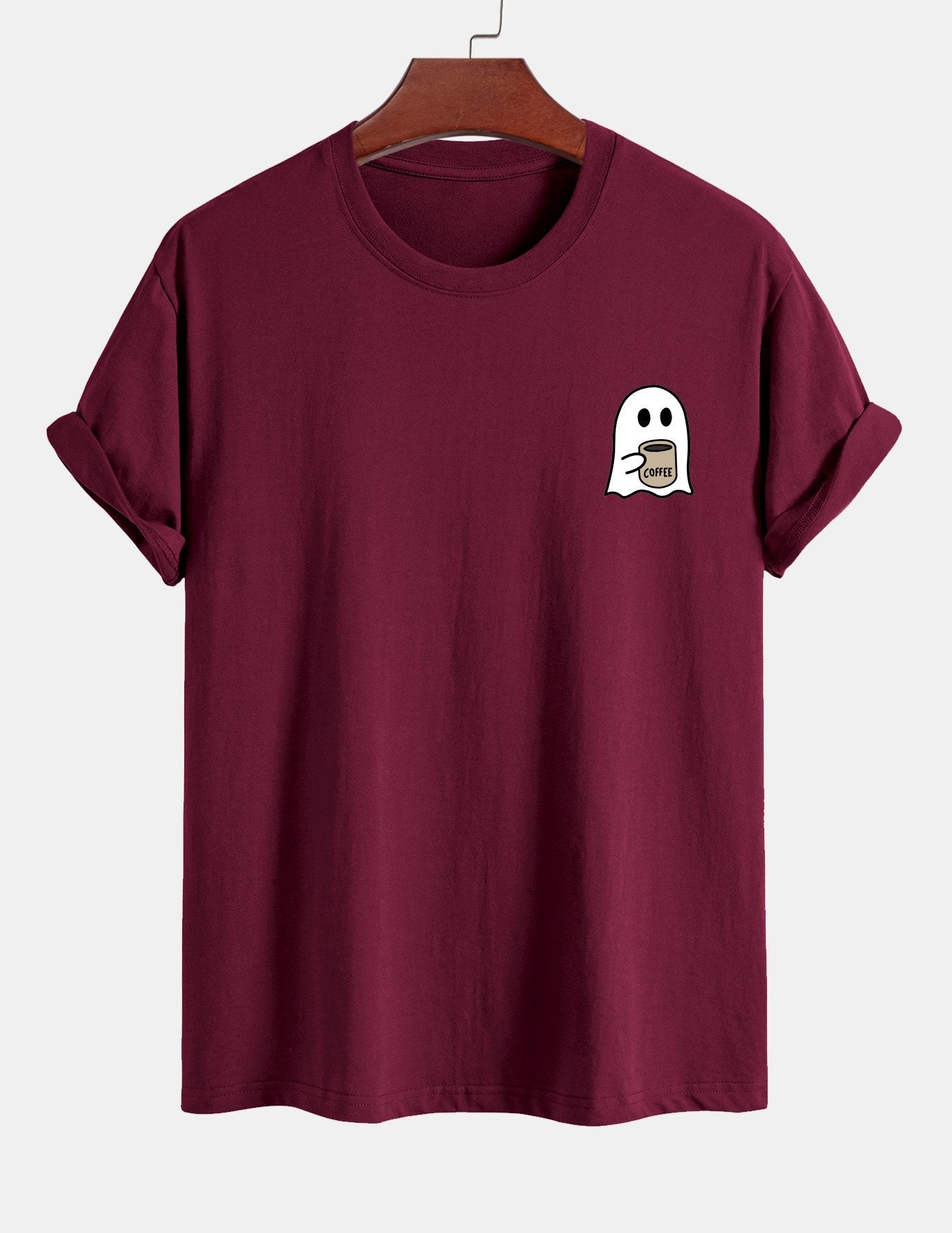 T-shirt en coton imprimé Ghost Drinking Coffee, coupe classique