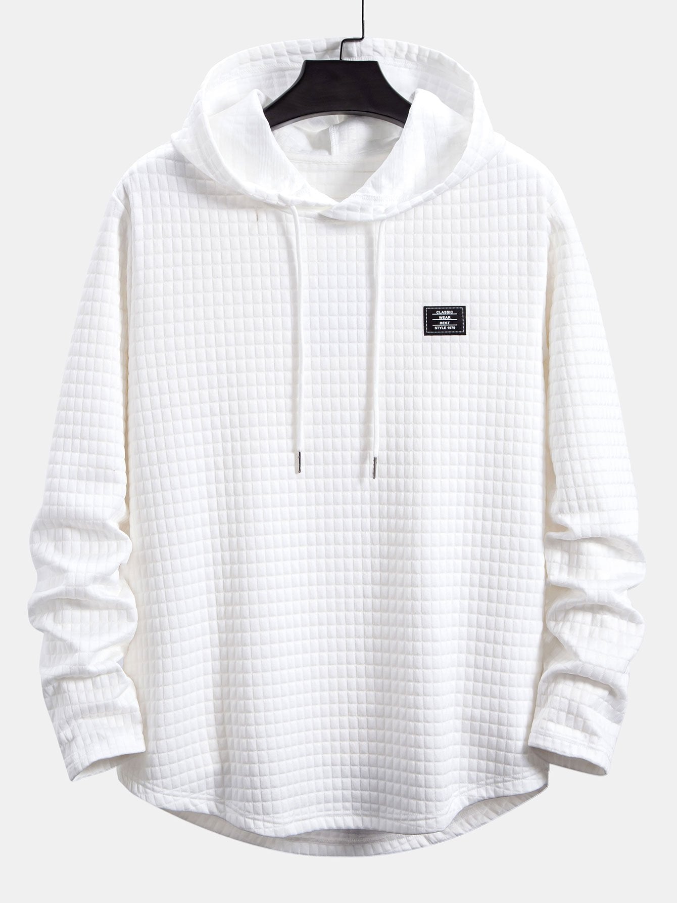 Long Sleeve Waffle Hooded Arc Hem T-Shirt