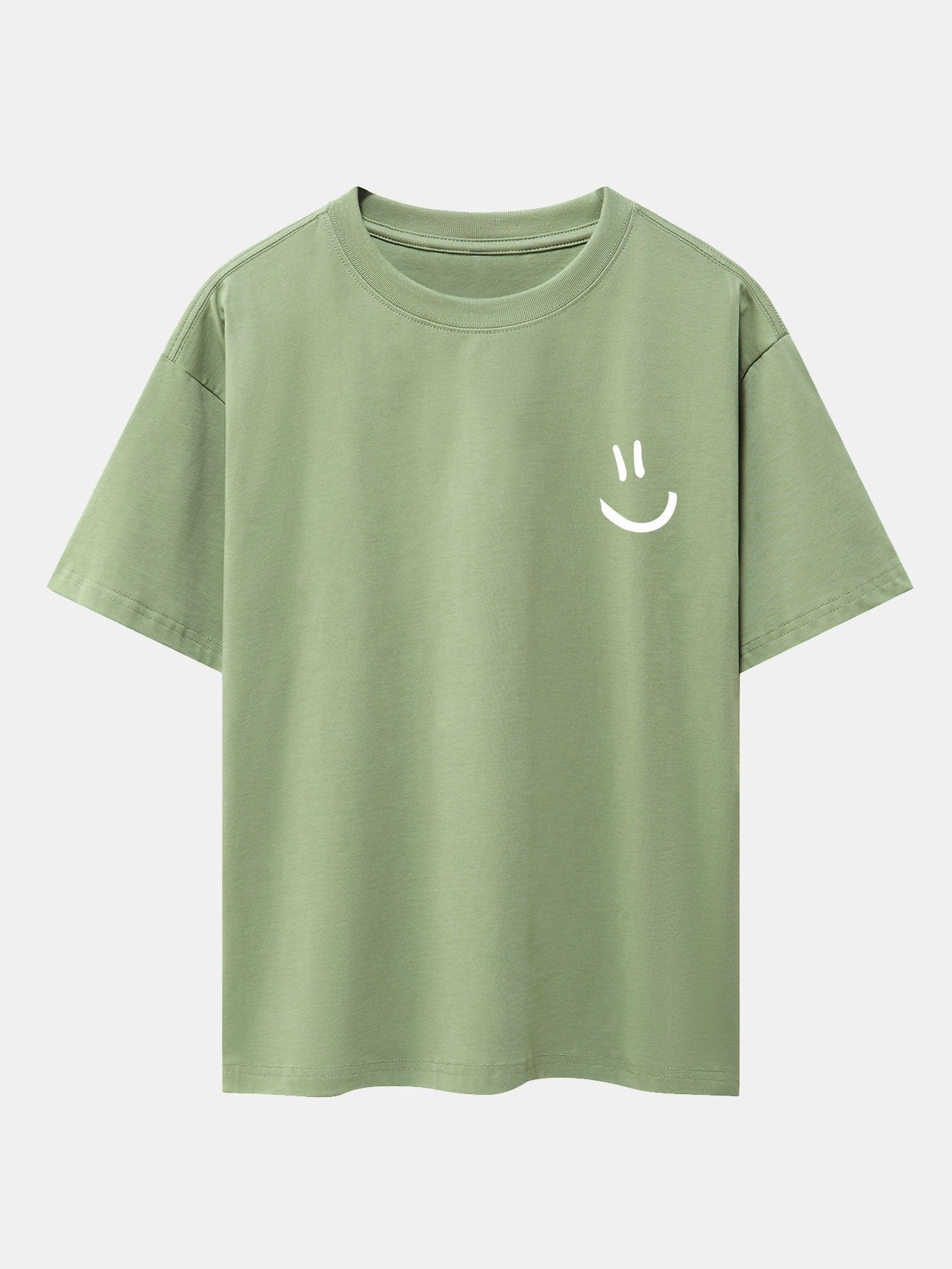 Smiley Face Print Drop Shoulder Oversize T-Shirt