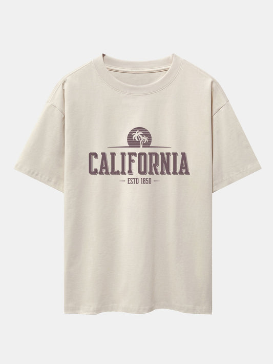 Vintage California Letter Print Heavy Weight Oversize T-Shirt