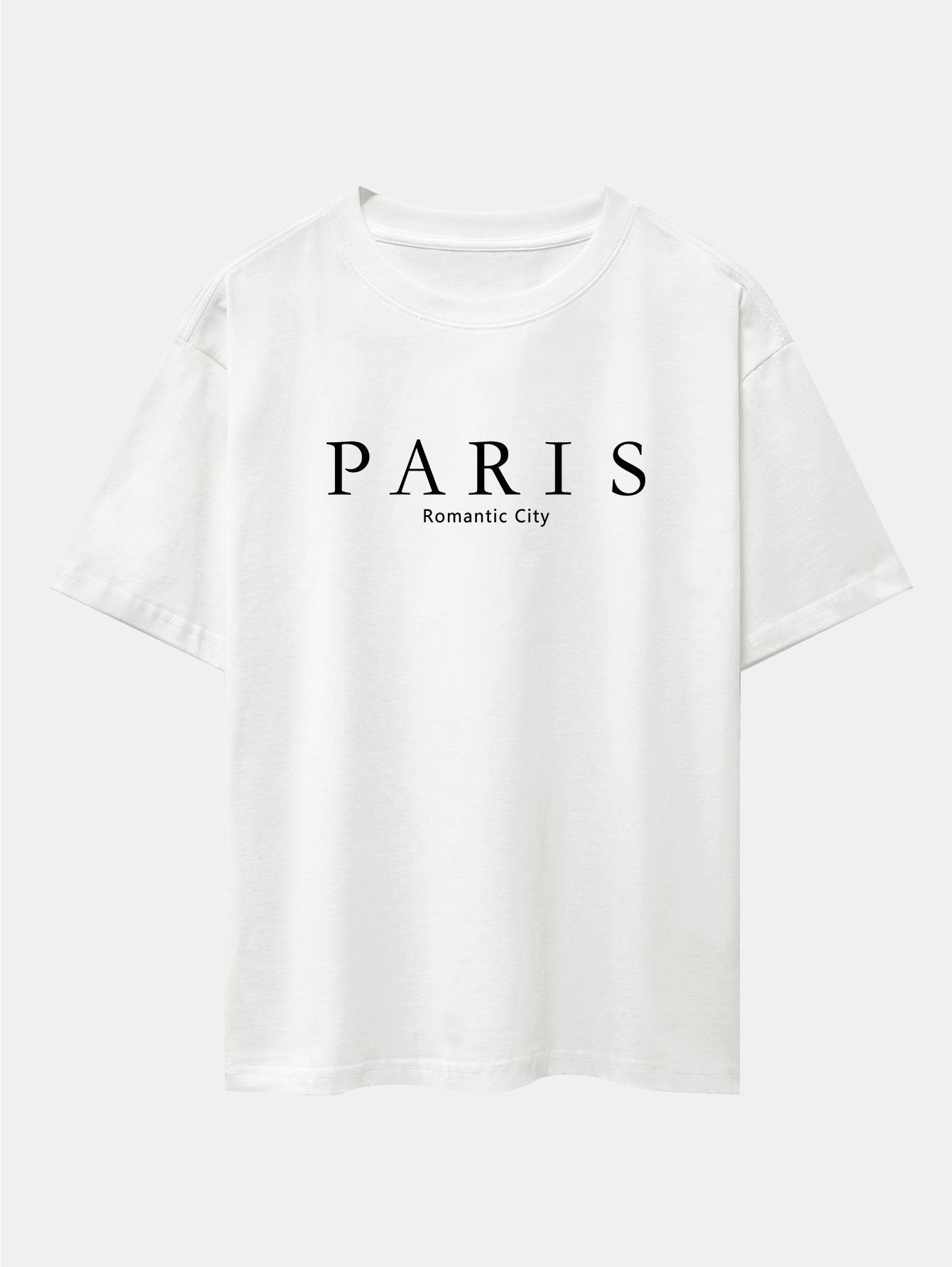 Paris Slogan Print Drop Shoulder Oversize T-Shirt