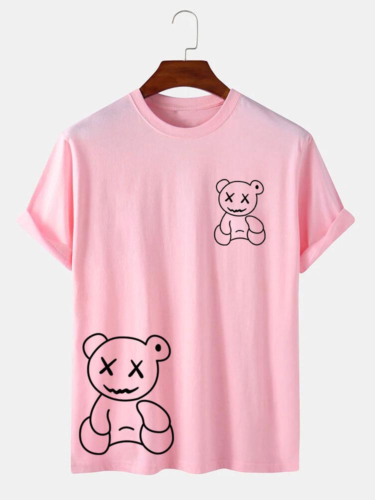 Line Shaped Bear Print T-Shirt