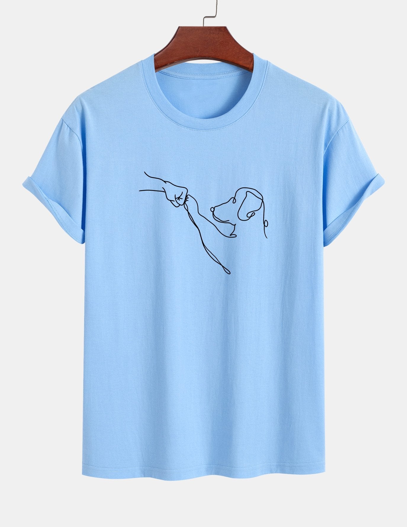 T-shirt en coton imprimé dessin au trait coupe classique