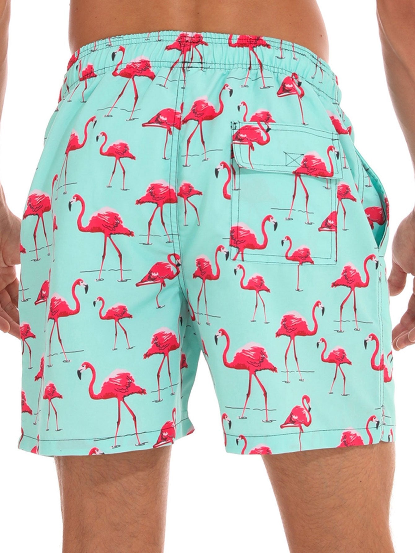 Short de bain à imprimé flamant rose