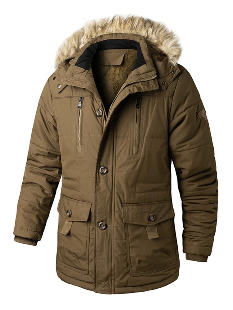 Manteau à capuche amovible avec col en fausse fourrure 