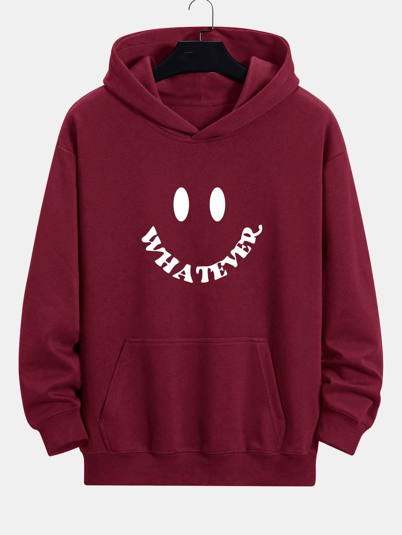 Sweat à capuche coupe décontractée à imprimé smiley et slogan