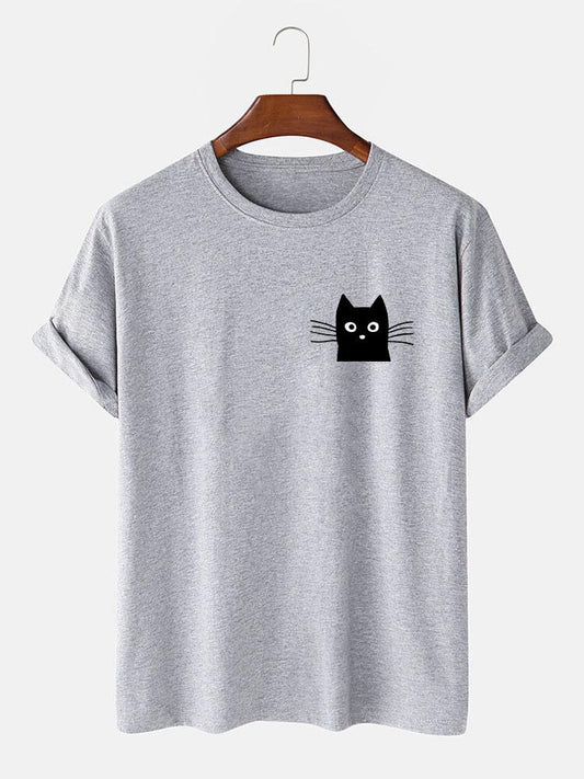 Cat Face Print T-Shirt