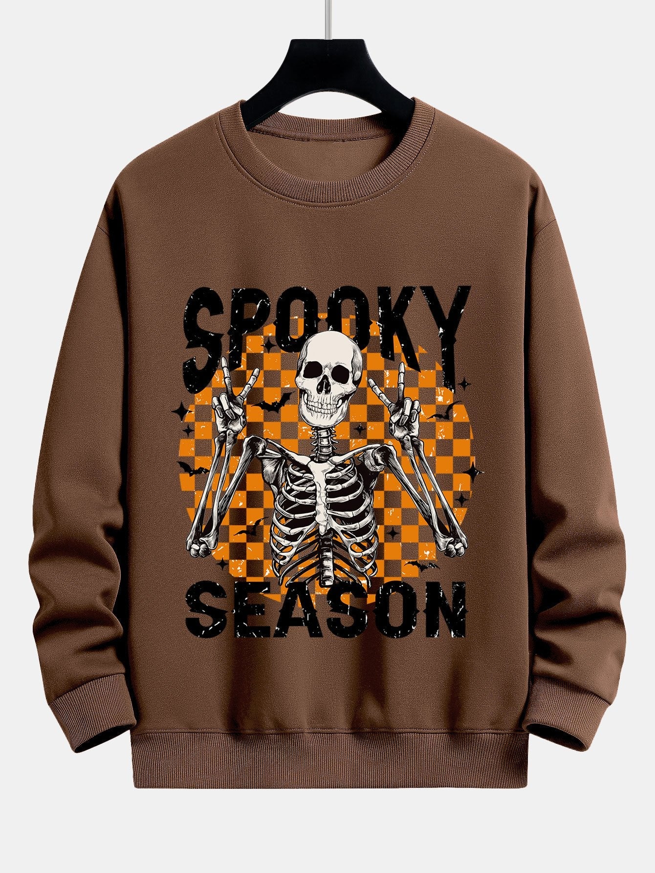 Sweat-shirt coupe décontractée à imprimé squelette Spooky Season