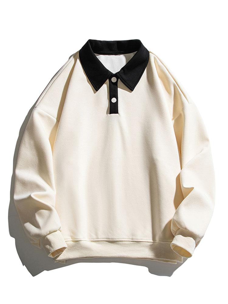 Relax Fit Contrast Polo Sweatshirt