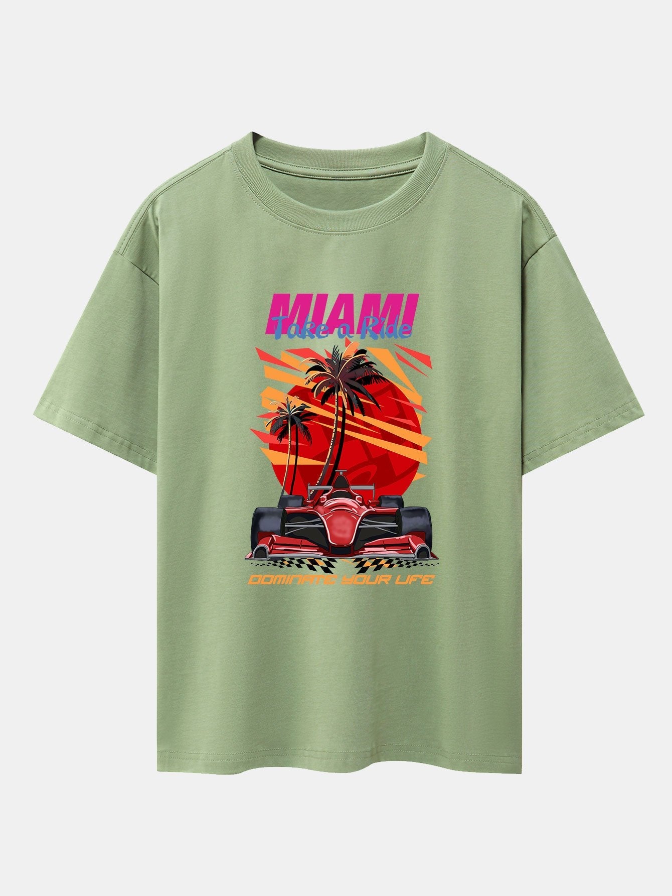 Miami F1 Racing Print Drop Shoulder Oversize T-Shirt