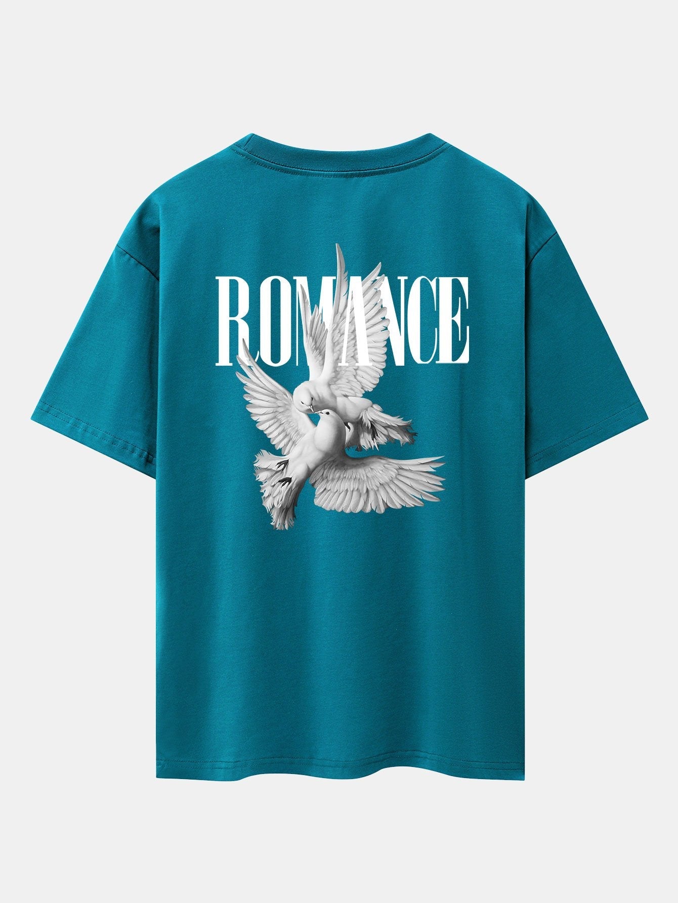 Romance Pigeon Slogan Back Print Drop Shoulder Oversize T-Shirt