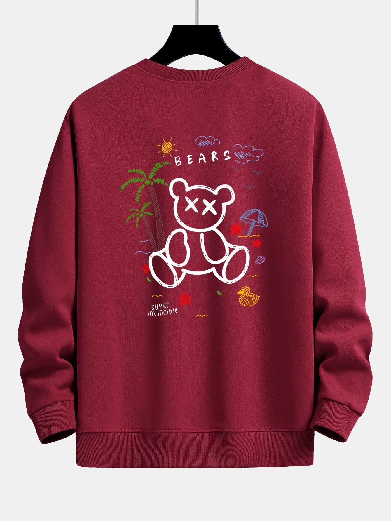 Sweat-shirt coupe décontractée à imprimé Bear On Vacation